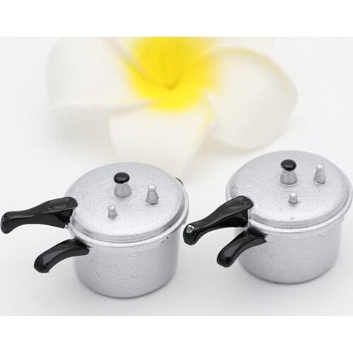 1/12 Dollhouse Mini Zinc Alloy Simulation Pressure Cooker Kitchen Toy Ornament Kids Educational Toys for Children Gifts