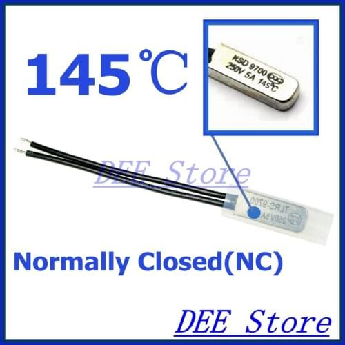 10Pcs/lot 145C Degree Celsius NC Normal Close Thermal Protector Sensor Thermostat temperature control fuse 250V 5A KSD9700