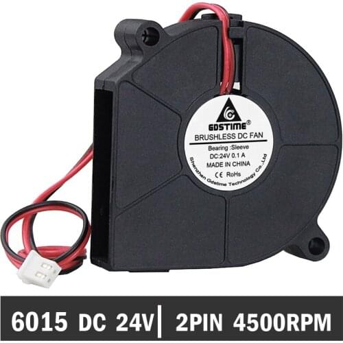 100pcs Gdstime 24V 60mmx15mm Blower Cooling Fan 60mm 6cm DC Brushless Turbo Blower Radiator Heatsink Cooling Fan 2PIN Sleeve