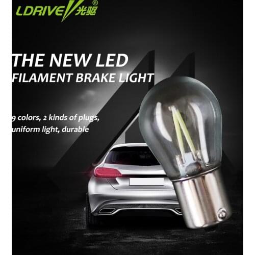 2PCS Flash Glass Filament 2W 1156 Brake Rear Tail Stop Lights Turn Signal Car LED Lights Reversing Lights S25 BAY15S Socket Lamp