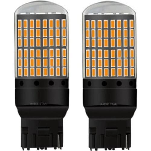 2PCS T20 7440 W21W WY21W CANBUS NO ERROR 144 LED Car Turn Signal Lamp Auto Brake Bulb Daytime Running Light White Red Amber
