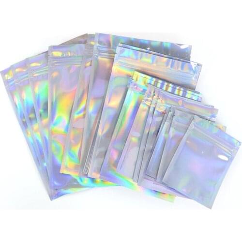 20Pcs Laser Transparent Packaging Bag with Zip Lock Gift Jewelry Food Storage Bag 20/15/10cm PVC Business Package Bag Pouch