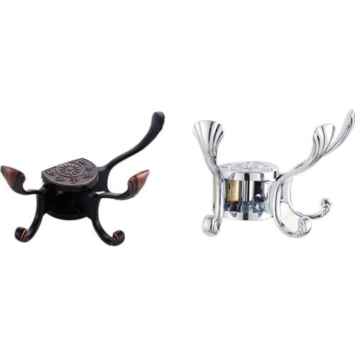 3 Hook for Swivel Adjustable Luxury Carving Wall Mount Bathroom Bedroom Clothes Bag Hanger