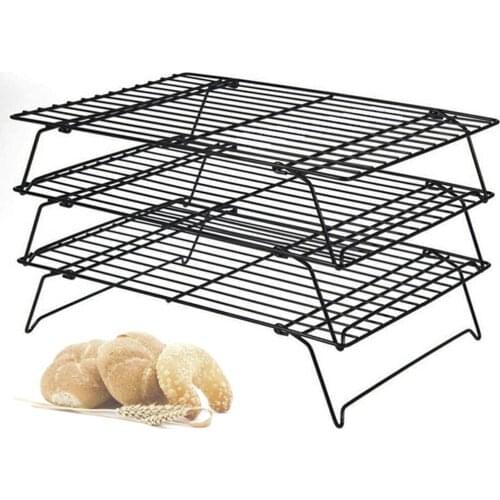 3-Tier Stackable Cooling Rack Non-Stick Cross Grid Cookie Cooling Rack for Bread Cake Biscuits Kitchen Baking Cake Tray