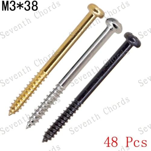 48 Pcs 3 Colour M3*38mm Electric Bass Guitar Pickup Mounted Adjust Height Screws