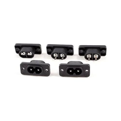 5 Pcs AC 250V 10A 2 Poles IEC320 C8 Power Inlet Socket Connector