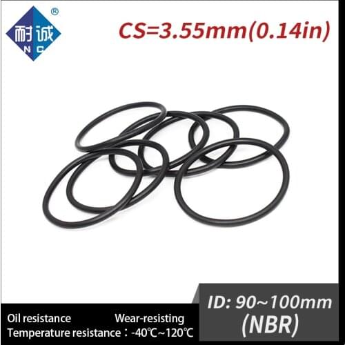 5PCS/lot Rubber Black NBR CS3.55mm ID90/92.5/95/97.5/100mm O Ring Gasket Oil resistant waterproof