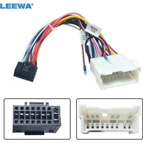 LEEWA Car Stereo Radio 16PIN Adaptor Wiring Harness For Hyundai Tucson Elantra Audio Power Calbe Wire Plug and play #CA5301