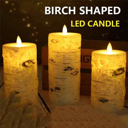 Birch Shaped Flameless Electronic Candle Night Light Paraffin LED Candle Wax Candle For Christmas New year Wedding Decoration