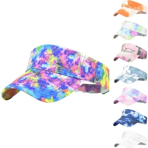 Unisex Tie Dye Visor Men Empty Top Baseball Caps Women Fashion Summer Outdoor Casual Sun Hat Cotton Velcro Adjust Sports Hats