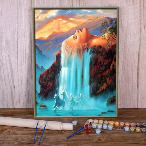 Tree Landscape DIY Painting By Numbers Complete Kit Oil Paints 40*50 Oil Painting Decoration For Kids Art