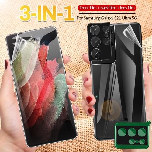 3 in 1 Hydrogel Phone Film For Samsung Galaxy S21 Ultra 5G Protector Glass Front Back And Lens Protect Phone Film For S21 Ultra