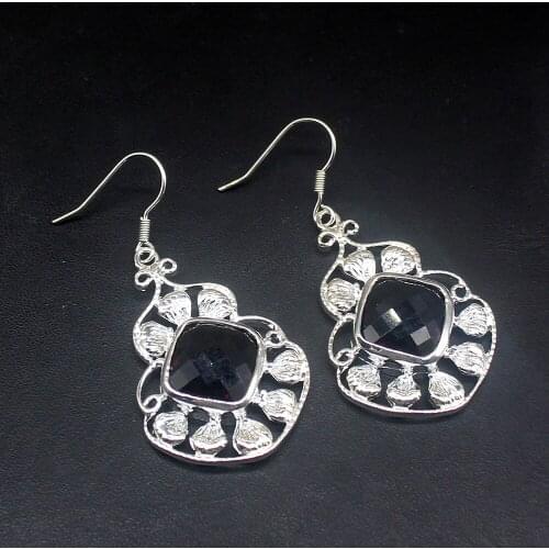 Hermosa Gushing Natural Purple Amethyst Genuine 925 Silver Dangle Drop Hook Earrings Jewelry Gifts for Women Girls 20214182