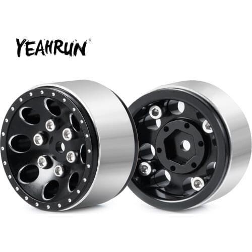 YEAHRUN 4Pcs Alloy Metal Beadlock Wheel Rims Hubs 16mm Thickness for Axial SCX24 90081 1/24 RC Crawler Car Upgrade Parts