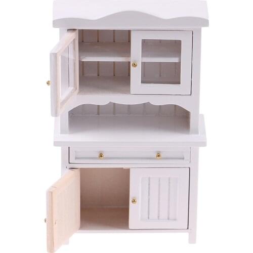 1Pcs 1:12 Dollhouse Miniature White Cabinet Doll House Kitchen Living Room Furniture Accessories