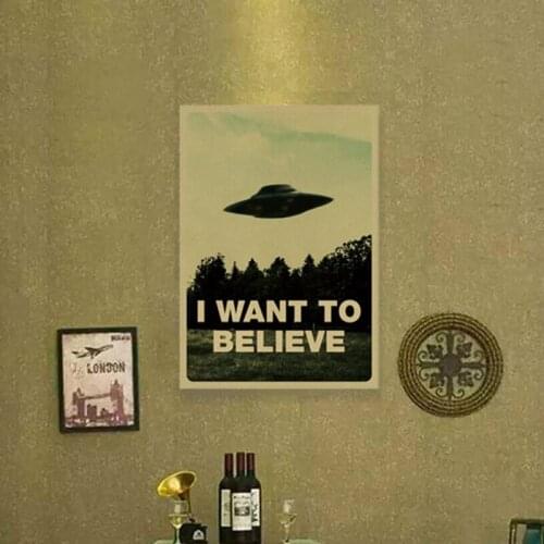 HOT Vintage Classic Movie The Poster I Want To Believe Poster Bar Home Decor Kraft Paper Painting Wall Sticker 51.5X36cm