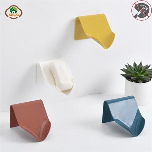 MSJO Soap Dish No Drilling Wall Mounted INS Style PP Marble Soap Dishes Ceramic Bathroom Decor Container Bathroom Accessories