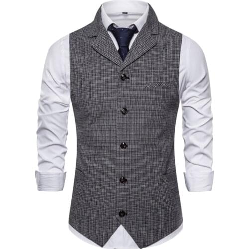 Business Vest Waistcoat Men New Mens Single-breasted Vest with Suit Collar
