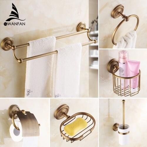 Bathroom Accessories Bath Hardware Set Antique Color Toilet Paper Holder Towel Rack Tissue Holder Cup Holder Robe Hook HJ-1300F