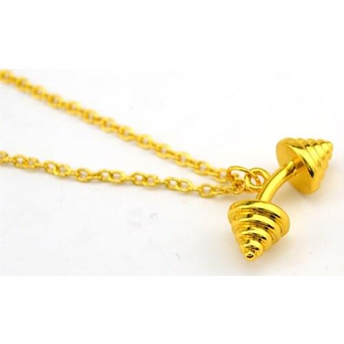 New Fashion Sporty Necklace Cute Barbell Pendant Design For Women Men Gym Fitness Feeling Zinc Alloy Dropshipping