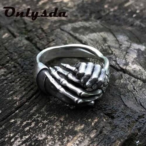 Onlysda Creative One Set Skull Hand Friendship Set Ring Stainless Steel Puzzle Ring Fashion Couple Anel Jewelry Dropshipping