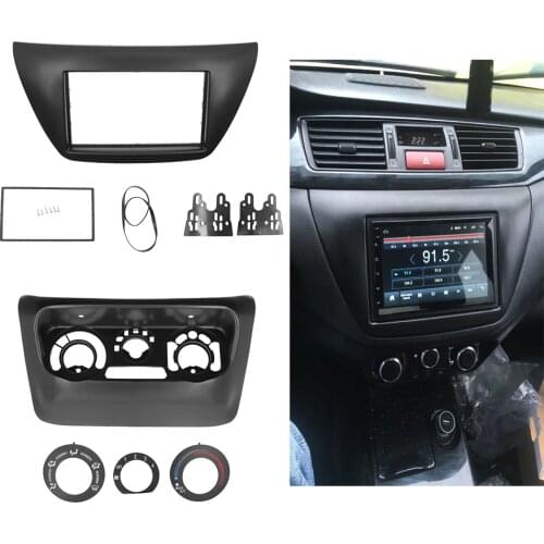 2PCS AC Control Panel 2 Din Frame Car Radio Fascia for Mitsubishi Lancer IX 2006 Center Control DVD Player Frame Trim Kit