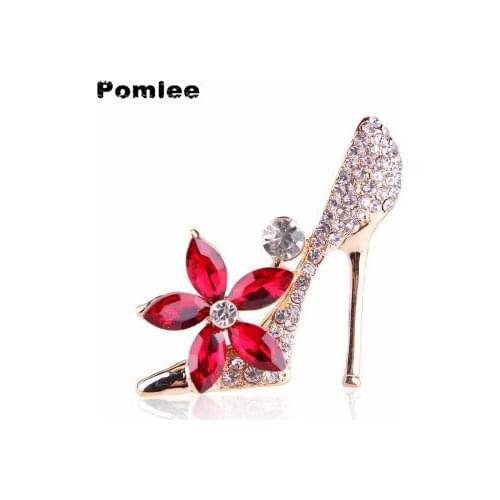 Pomlee Korean Fashion High-heeled Shoes Brooch Trend Crystal Women Accessories Broches Para Ropa Jwelry For Women