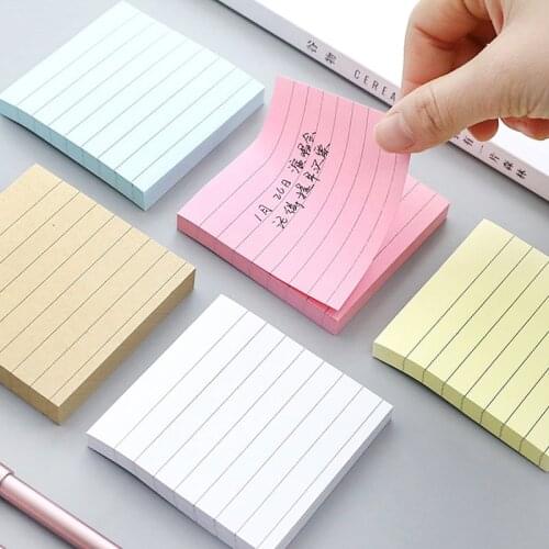 Simple Kraft Paper,Horizontal Line,Square Message Note N Times,Sticky Notes,Tear Office Accessories Stationery