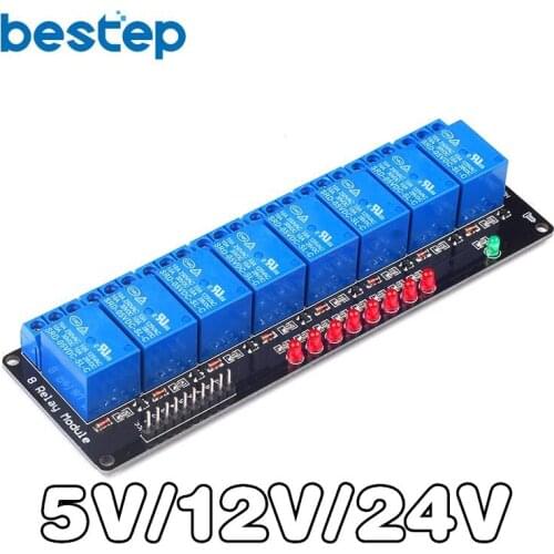 5V 12V 24V 8 Channel Relay Module Low level Relay Output 8 way Relay Module for SCM Household Appliance Control
