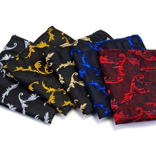 Luxury Handmade Silk Mens Handkerchief Green Black Floral Jacquard Hanky For Business Party Pocket Square Chest Towel