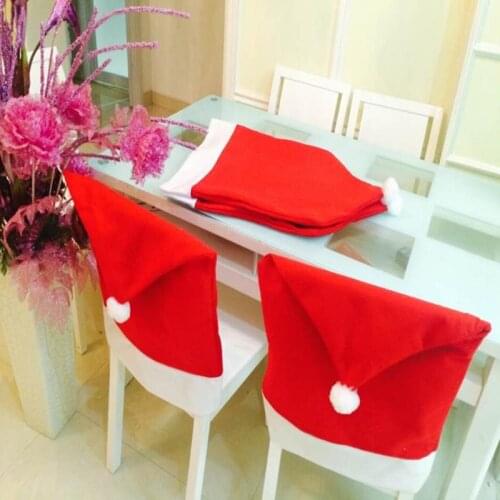 4/6pcs christmas chair covers Santa Claus Hat Christmas Dinner Chair Back Covers Table Party Decor New Year Party Supplies