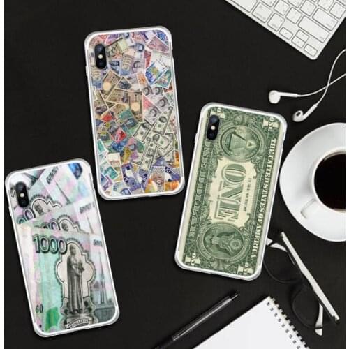 Russian Ruble Currency Money Phone Case Transparent for iPhone 6 7 8 11 12 s mini pro X XS XR MAX Plus cover funda shell