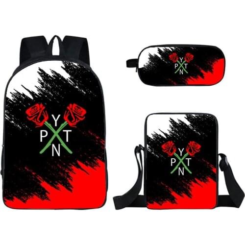 3D Print Payton Moormeier Backpack 3PCS /set PYTN Printed Net Red Bookbag Mochia Sac A Dos 16 Inch School Bags for Teenage Girls