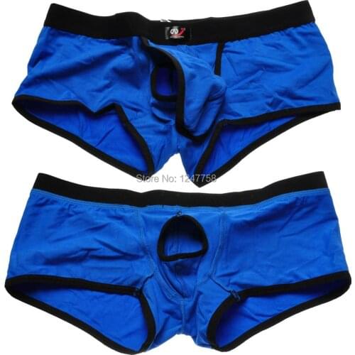 Sexy Mans Cotton Air Open Bags Boxers Male Penis Hole Underwear 4 Sizes 4 Colors For Choose
