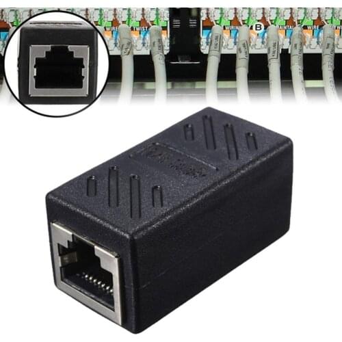 2Pcs New Mini Black RJ45 Network Dual-Pass Network Extender Ethernet Adapter Connector Connection Portable Cable LAN Suppli H5Q4