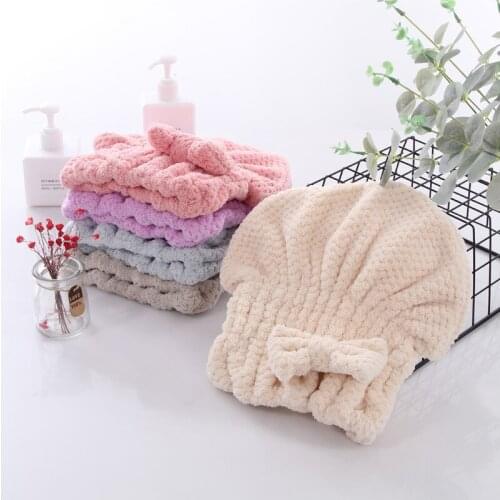 20 Korean version of coral velvet bow princess hat dry hair cap single-piece shower cap children adult elastic band dry hair cap