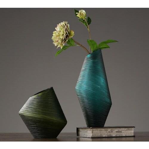 The Nordic minimalist glass vase ornaments American creative living room entrance flower inserted model decoration