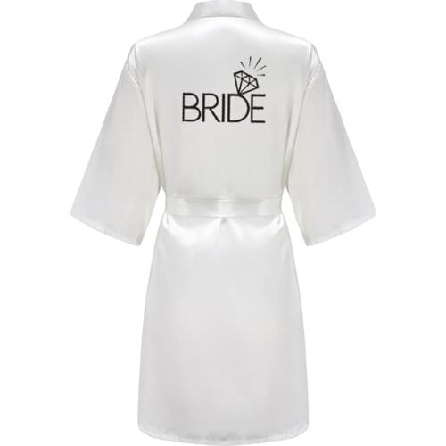 Wedding Party Team Bride Robe With Black Letters Kimono Satin Pajamas Bridesmaid Rose Gold Pink