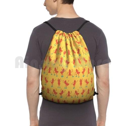 Dancing Sausage Backpack Drawstring Bags Gym Bag Waterproof Sausage Dancing Cute Funny Humorous Fun Lively Young Fresh