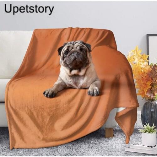 Upetstory 3D Lovely Pug Print Warm Throw Blanket Super Soft Sherpa Fleece Blankets On Sofa Travel Bedding Adults Kids Bedspread