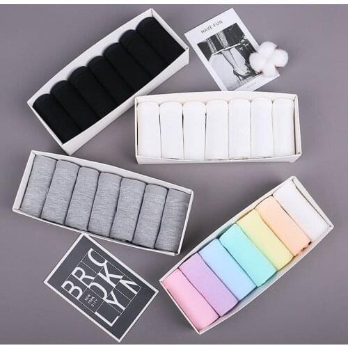 7pcs/lot Women Cotton Underwear Female Women Sexy Panties Lingerie Comfortable Breathable Panties Seamless Solid Color Briefs