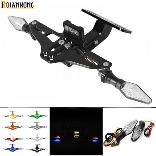 Universal CNC Motorcycle Adjustable Angle Aluminum License Number Plate Frame For Kawasaki Z750 Z800 yamaha yzf r1 r3 r25 r6