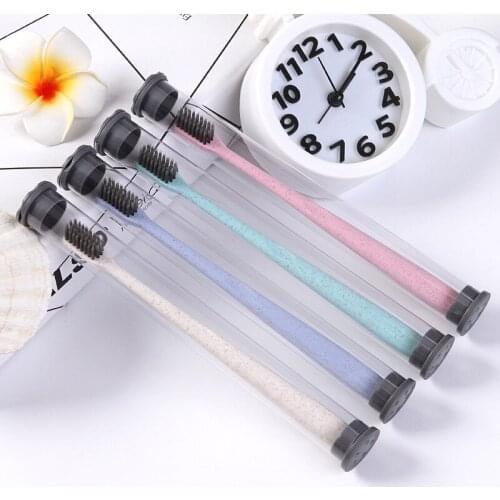 Wheat Straw Bamboo Charcoal Soft Hair Toothbrush Portable Travel Adult Superfine High Quality Soft Hair Small Head Toothbrush