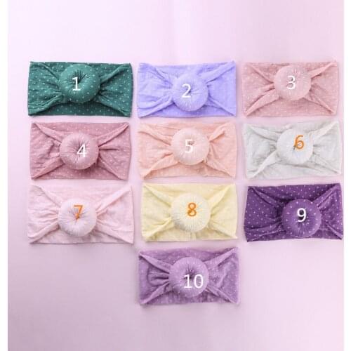 10pcs Baby Girls Handmade Bows Nylon Headbands,Top Knot Bows Polka Dot Wide Nylon Head Bands,Children Headwear Hair Accessories