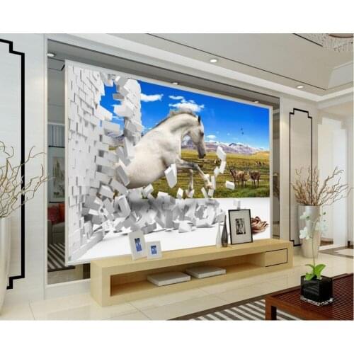3d wallpaper for room Prairie horse wall murals decorative brick wall custom 3d wallpaper living style wallpaper