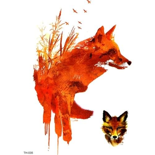 5pcs Fox In The Grass Waterproof Temporary Tattoos Men Fake Tattoo Animals Tatoo Temporary stickers tatouage temporaire femme