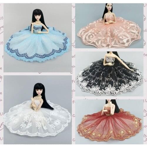 5pcs/lot Random Fashion Ballet Tutu Dress For Barbie Doll Clothes Outfits 1/6 Doll Accessories Rhinestone 3-layer Party Gown Toy