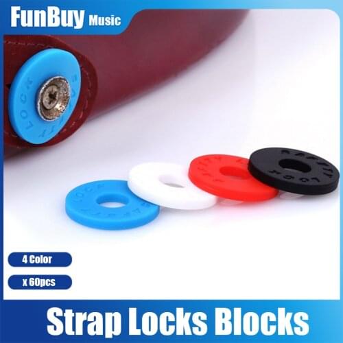 60pcs Guitar Strap Locks Rubber Blocks Silicone Soft Anti Slip Tail Nail Buckle for Acoustic Electric Guitar Bass Strap