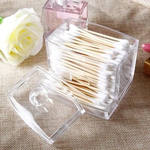 Acrylic Makeup Organizer Cotton Swabs Qtip Container Cosmetic Makeup Cotton Pad Organizer Jewelry Storage Box(Empty Box)