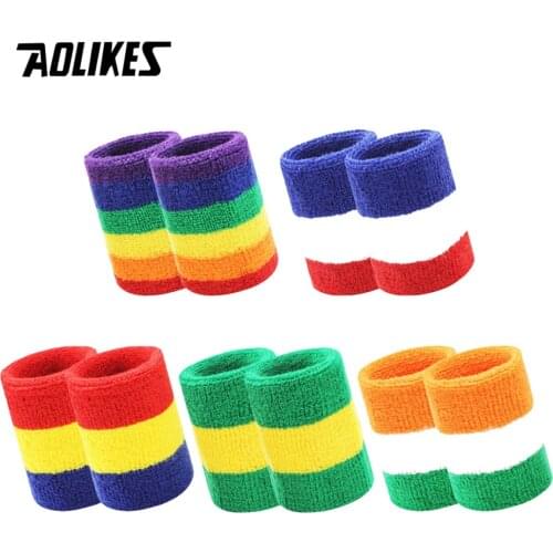 AOLIKES Colorful Cotton Unisex Sport Sweatband Wristband Wrist Protector Running Badminton Basketball Brace Cloth Sweat Band
